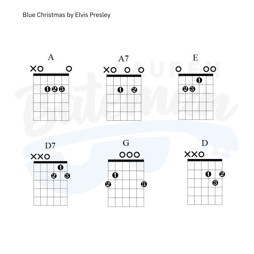 blue christmas chords & guitar lessonelvis presley - lauren